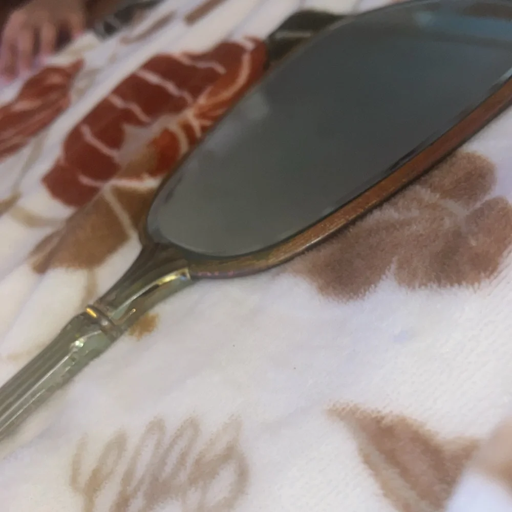 Antique hand mirror floral silver orange boho
